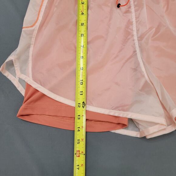 Nike Running Shorts L Peach Orange Dri-Fit Colorblock Lined - Picture 4 of 11